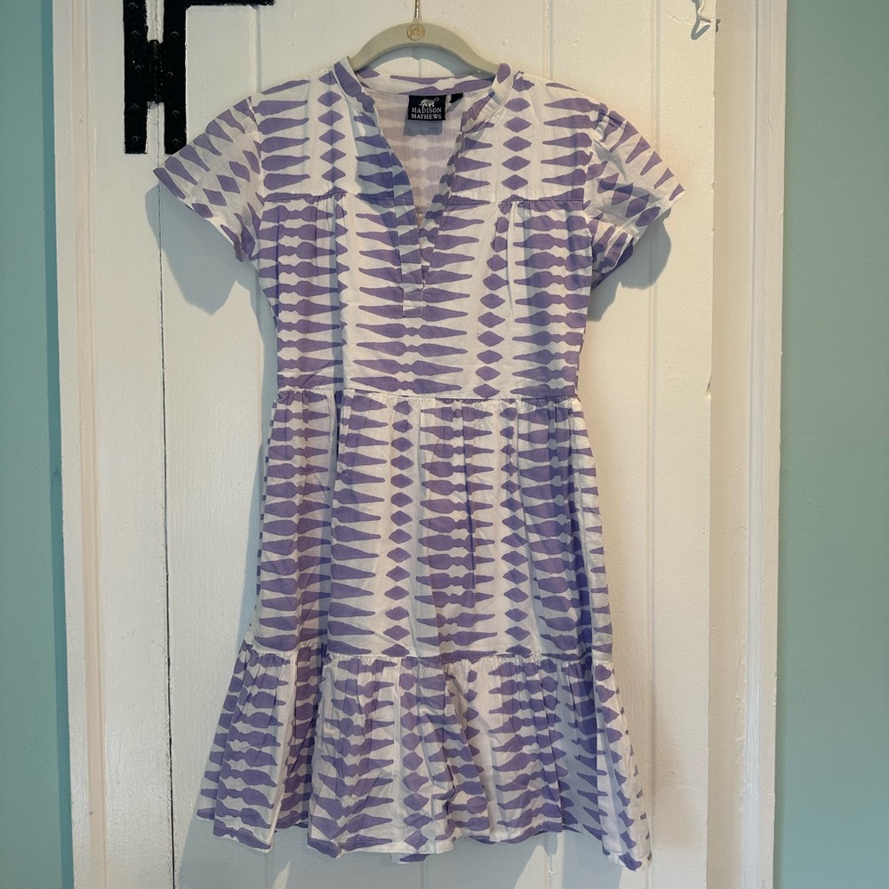 NWOT sz Sm Madison Matthew’s lavender ikat dress